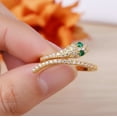 thumbnail image 3 of Emerald & Diamond Snake Engagement Ring, Bypass Band Serpent Ring, Open Band Ring, Stackable Anniversary Gift, Diamond Half Eternity Band Ring, Dainty Wedding Ring, May Birthstone Ring, 3 of 5