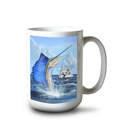 

15 fl oz Ceramic Mug Sailfish Deep Sea Fishing Dishwasher & Microwave Safe