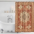 thumbnail image 2 of Polyester Fabric Orange Boho Shower Curtain, Geometric Antique Tribal Retro Ethnic Waterproof Bathtub Curtain Bathroom Decor Set with Hooks 72 x 78 Inches, 2 of 6