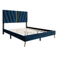 thumbnail image 2 of Castle Place Glamour Luxe Velvet Upholstered King Platform Bed, Navy Blue, 2 of 8