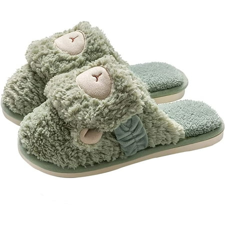 

CoCopeaunt Cute Slippers for Women Animal Cozy Faux Fur House Slide Memory Foam Shoes