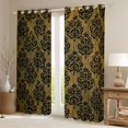 thumbnail image 2 of Castle Fairy Bohemian Black Damask Blackout Curtains Set of 2 (52x84 Each) for Boys Girls,Exotic Style Traditional Floral Flower Window Curtains,Retro Vintage Boho Curtains and Drapes Home Decor, 2 of 6