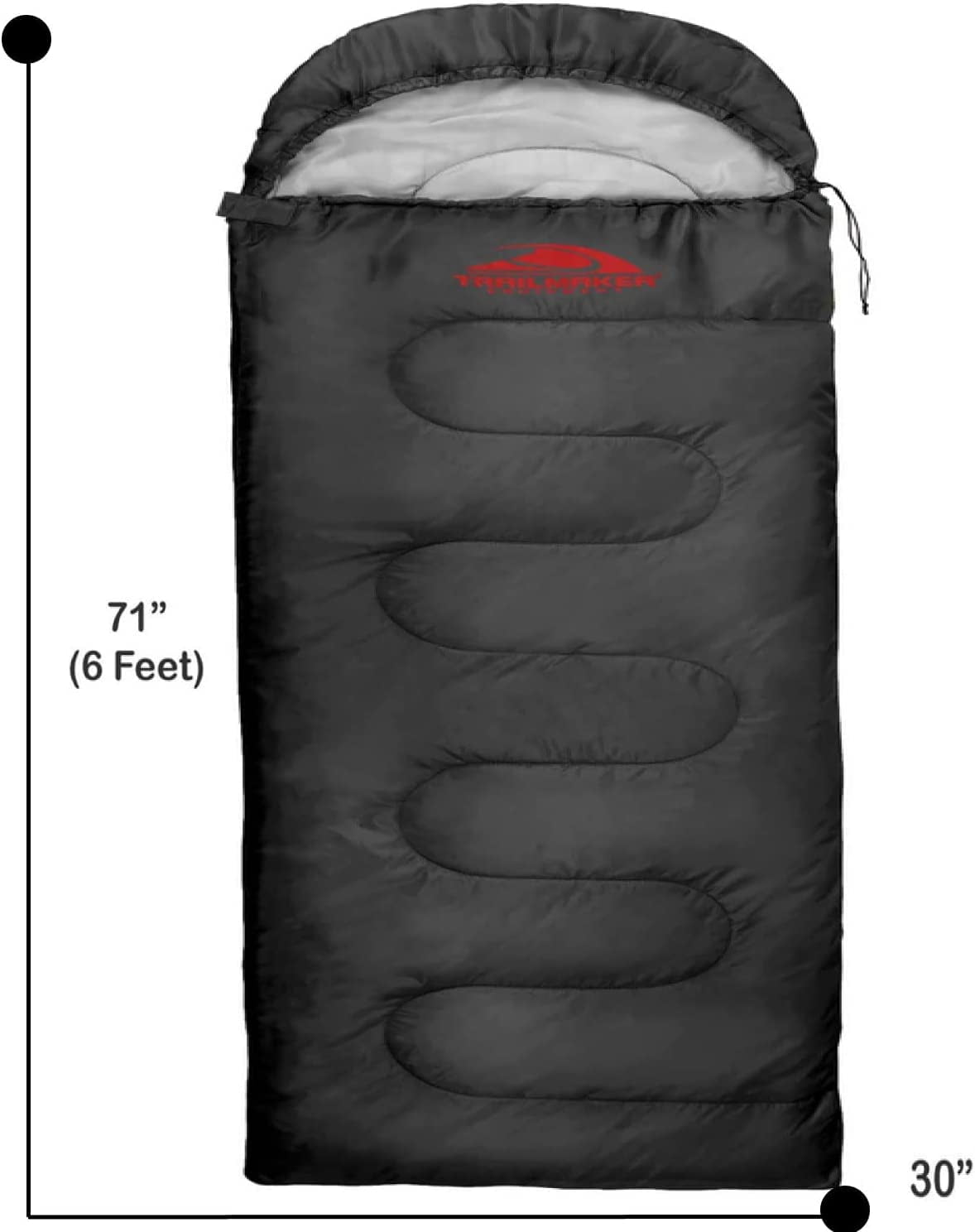 10 Pack Bulk Wholesale of Cold Weather Hooded Sleeping Bags for Adults, Kids, Homeless, Camping, Indoors, Outdoors - 10 Count Hooded Sleeping Bags in Black 71"L x 30"W