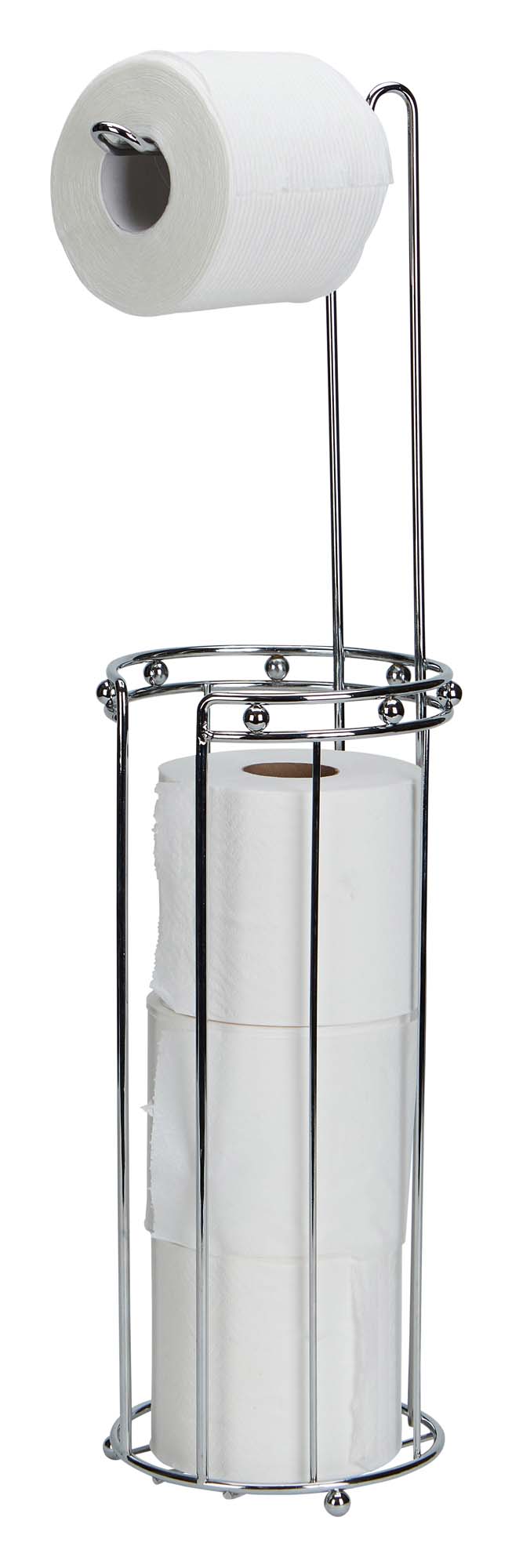Inspired Living TOILET PAPER HOLDER RESERVE STAND; ( Tower Holds 4 Standard Rolls) in Silver
