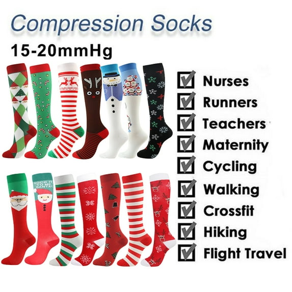 Christmas Gift-Compression Socks ,1-4 Pairs Pressure Compression Socks Leg Support Stretch Compression Stockings for Men & Women