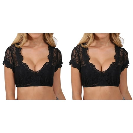 2 Pack Women s For Oktoberfest Blouse Black Elegant Dirndl Blouse Blouse Lace Dirndl For Oktoberfest Blouse plus Size Lingerie for Women Two Piece Set Silk Stockings for Women with Bows Garter Lin