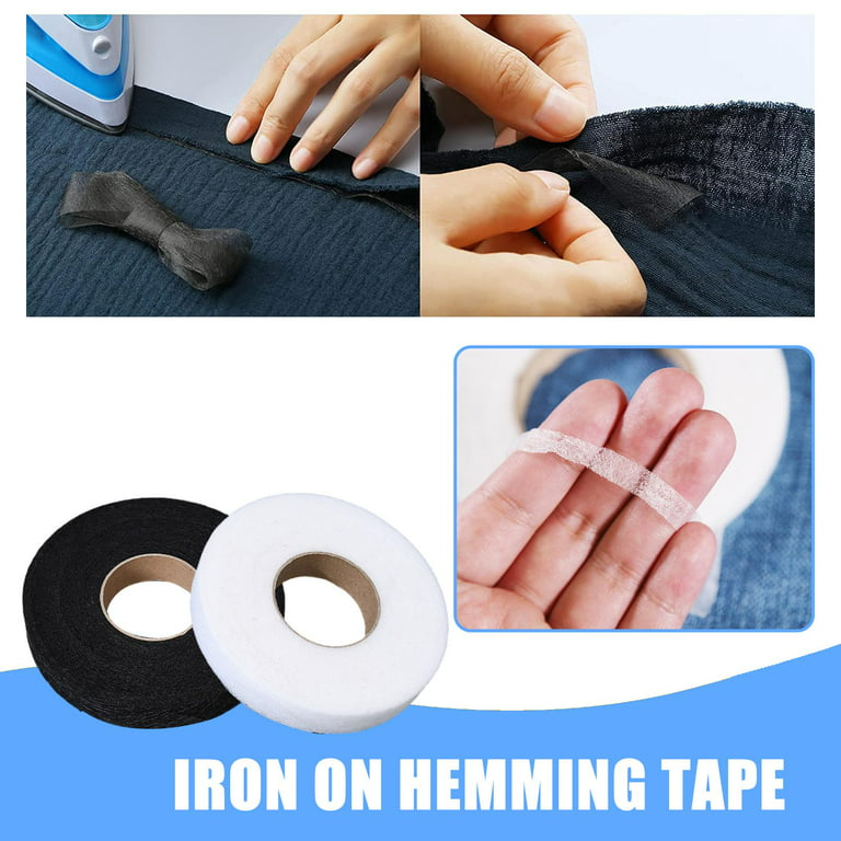2 Rolls 140 Yards Iron On Hem Tape-Adhesive Hem Tape for Pants Jeans  Curtains Dress Sewing Fabric Clothes, Fabric Tape No Sew Hemming Tape,  White