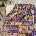 thumbnail image 6 of 1pc Minnesota Fan Gift Flannel Blanket - Purple & Yellow Team Colors with Player Graphics, Helmet & Motivational Slogans, Ultra-Soft Warm All-Season Blanket for Camping, Sofa, Bed, Office - Machine W, 6 of 7