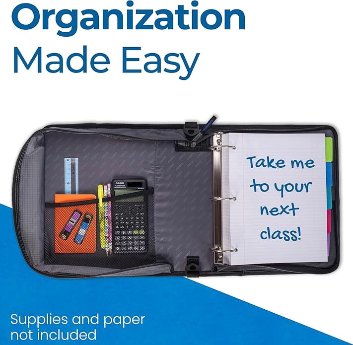 Case-it Universal Zipper Binder with 2 Inch Padded Pocket, Midnight Blue
