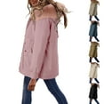 thumbnail image 4 of Aayomet Coat Women Women Hooded Fuzzy Coat Solid Oversized Contrast Color Edging Winter Warm Fur Jacket Outerwear,A M, 4 of 5