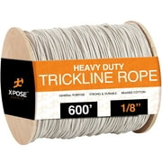 White Unglazed Trickline Rope - 600 ft x 1/8 inch Theatrical Tie Line Heavy Duty Spool, Cable Management and Wire Tie - for Theatre, Stage Decor, Rigging and Utility Applications - Xpose Safety