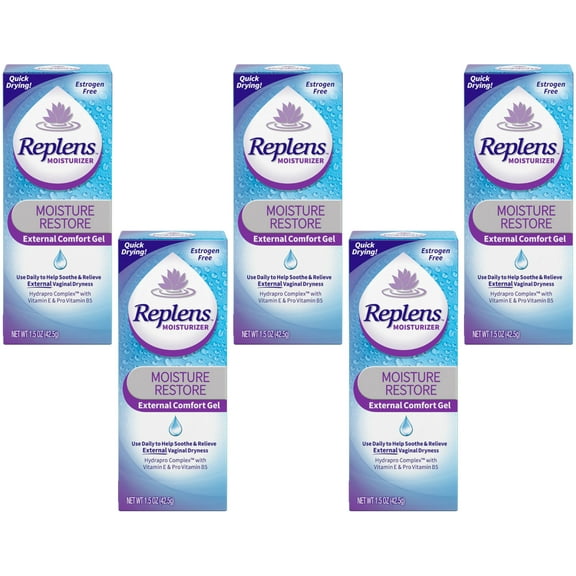 5 Pack Replens Moistture Restore External Comfort Gel 1.5oz Each