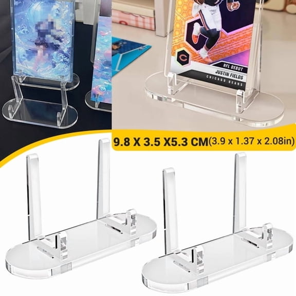 Acrylic Trading Card Display Stand 2pcs, Clear Graded Card Holder for PSA/BGS SGC Slabs, Magnetic Card Cases & Toploaders, 3.9" x 1.37" x 2.1"