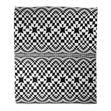 SIDONKU Throw Blanket Warm Cozy Print Flannel Abstraction Design Monochrome Checkered Pattern Abstract No Gradient Arc Arch Comfortable Soft for Bed Sofa and Couch 58x80 Inches