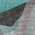 thumbnail image 5 of 5' X 8' Teal Blue Aqua And Charcoal Abstract Washable Indoor Outdoor Area Rug, 5 of 5