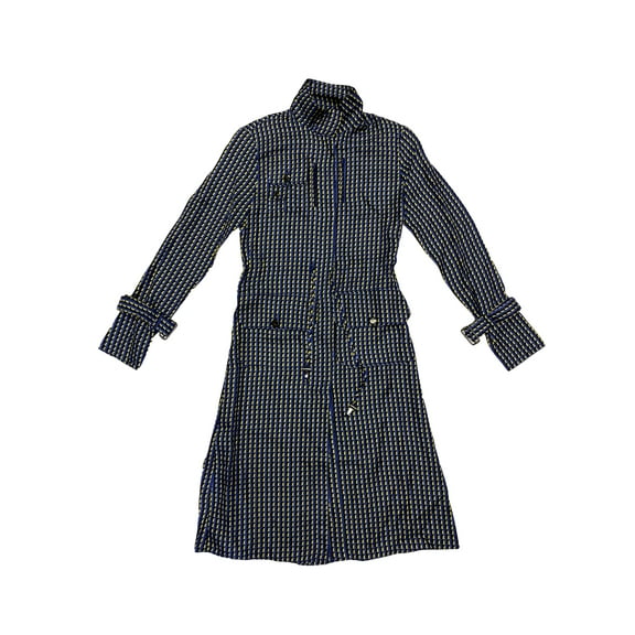 Hanley Mellon Women's Drawstring Waist Shirt Dress 2 Navy/Lime