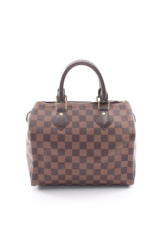 Pre-Owned Louis Vuitton Speedy 25 Damier Ebene Handbag, Coated Canvas Leather, Women's, Brown,...