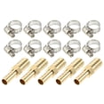 thumbnail image 1 of Unique Bargains 5 juegos de 8-12 mm para manguera, tubo de púas, montaje de tubería, conectores de montaje de manguera de cobre con abrazaderas, 1 of 1