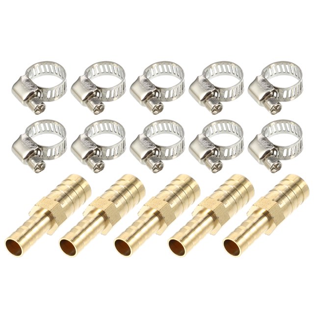 Unique Bargains 5 juegos de 8-12 mm para manguera, tubo de púas, montaje de tubería, conectores de montaje de manguera de cobre con abrazaderas