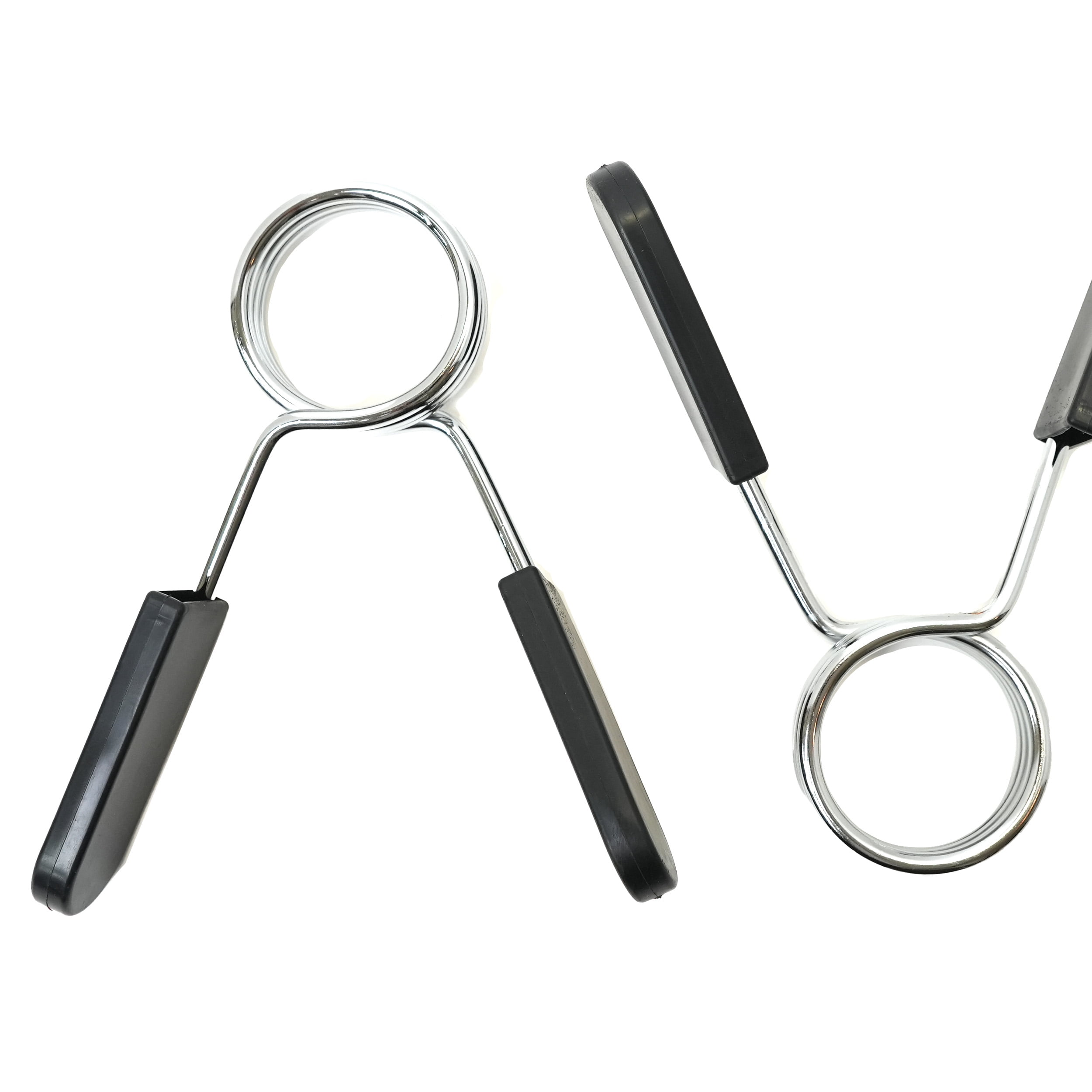 PRCTZ 2 inch Olympic Barbell Spring Collar 2-Pack, Chrome & Black