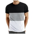 thumbnail image 3 of Mens T-Shirts Summer Color Block Print Round Neck Short Sleeve Pocket Fashion Casual Tops Pullover Daily-Wear,Black,M, T Shirts, 3 of 3
