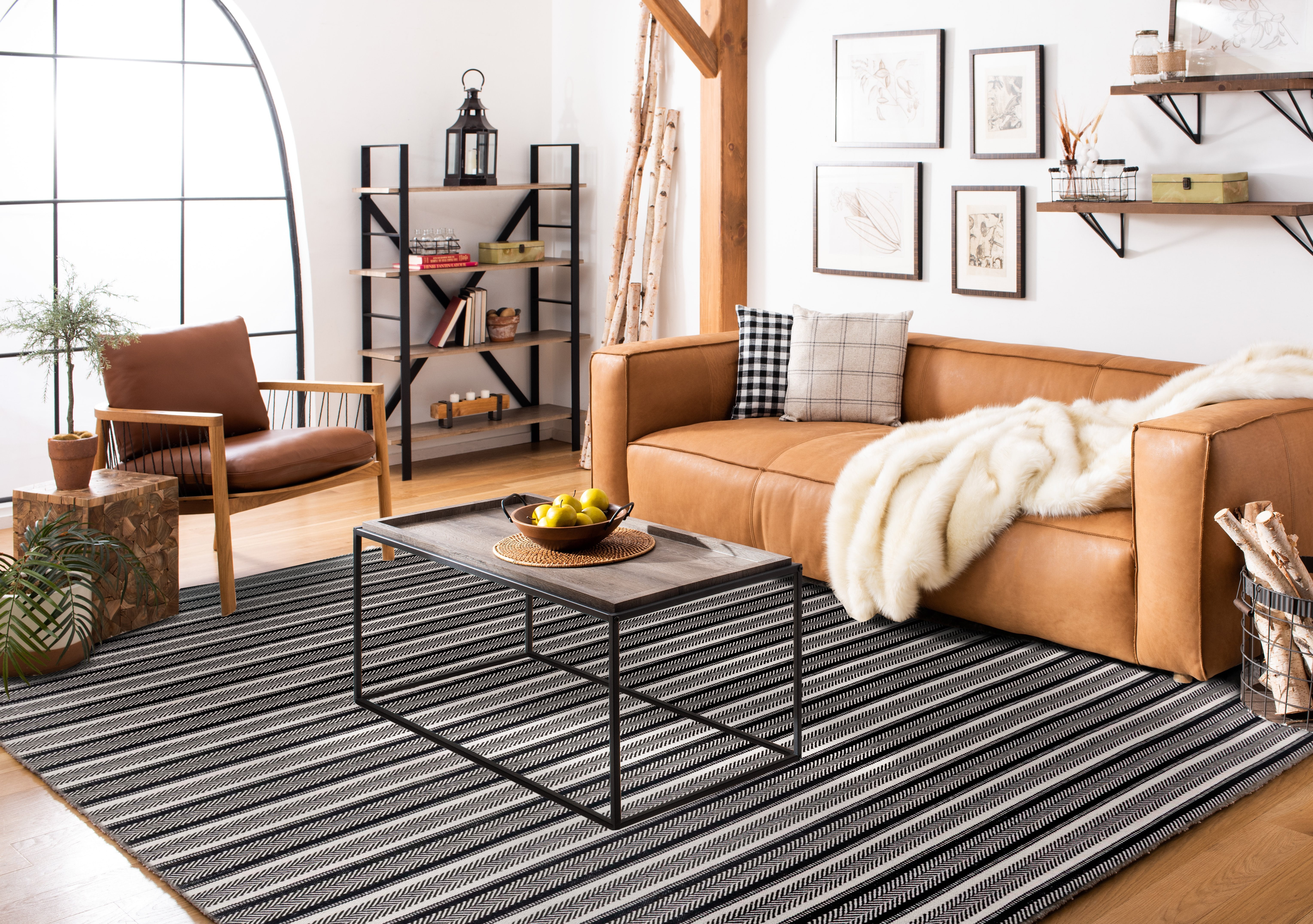 SAFAVIEH Montauk Marta Striped Cotton Area Rug, Black/Ivory, 8' x 10'