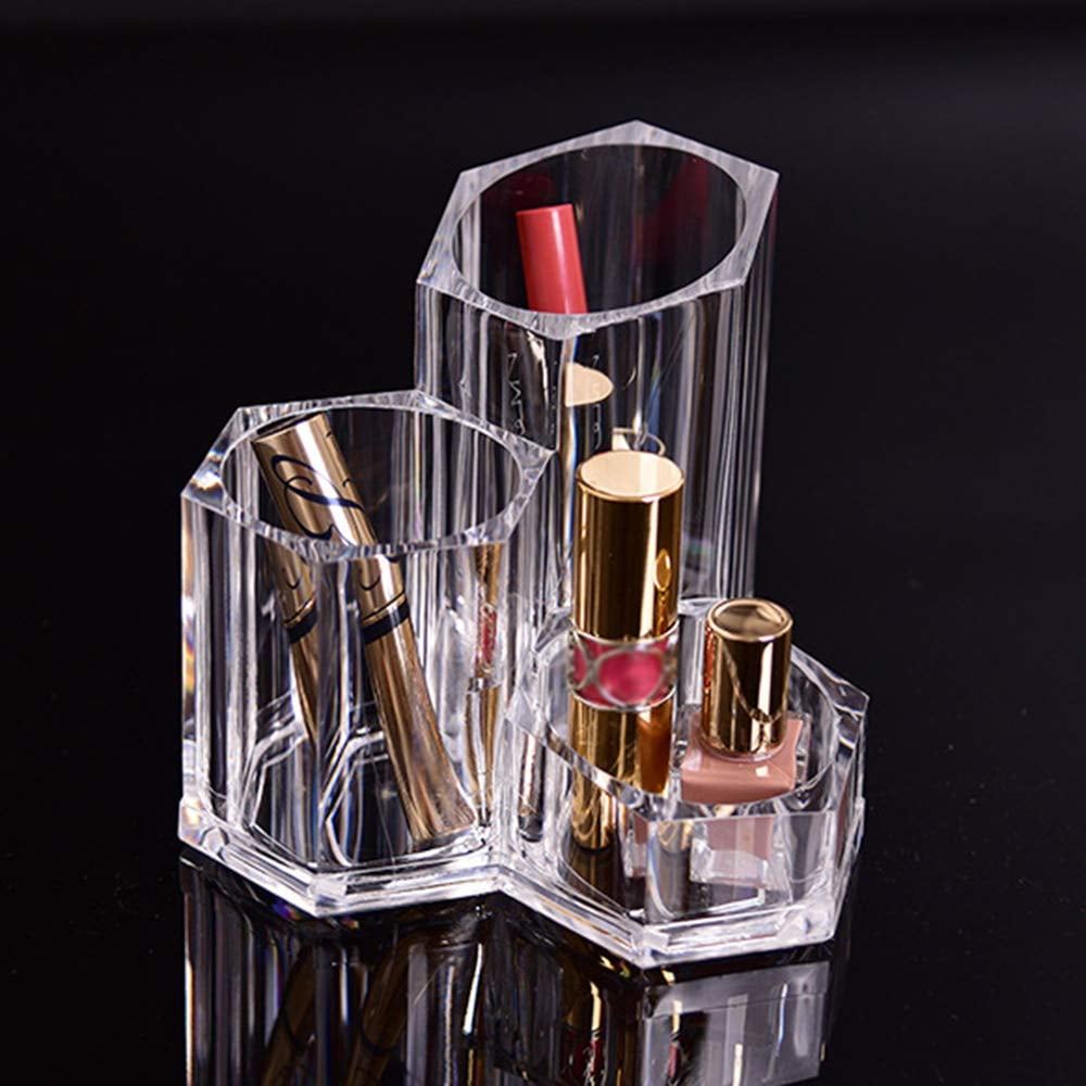 Makeup Organiser Brush Holder 3 Sections Acrylic Cosmetics Storage Case