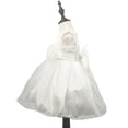 thumbnail image 4 of Chiffon Tulle Wedding Pageant Flower Girl Dress Bow Tie Sash Satin Skirt, White 100, 4 of 5