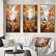 thumbnail image 1 of Designart "Birch Woods Autumn VII" Floral Framed Wall Art Set Of 3 - Brown Tree Birch Frame Canvas Set For Living Room Decor, 1 of 6