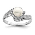 thumbnail image 3 of 925 Sterling Silver Rhodium Plated Diamond and Freshwater Cultured Pearl Ring Size 8, 3 of 6