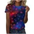 thumbnail image 2 of Riecok Independence Day Women's Shirts 4th of July American Flag Shirts Round Neck Home and Outdoors Fashionable Blouse Summer Tops for Women 2024 Multicolor XXL, 2 of 2