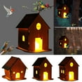 thumbnail image 1 of Fiudx Casita para Pájaros de Madera, Montaje Diy, Nido Acogedor para Exteriores, Decoración de Jardín, Fácil de Colgar con Ojal de Metal, Diseño Único, Tamaño 19,5 X 19 X 21 Cm, Incluye Luz., 1 of 7