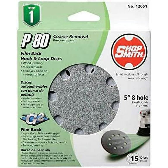 Shopsmith Sandpaper Hook&Loop 5 " 0grit, Grit8