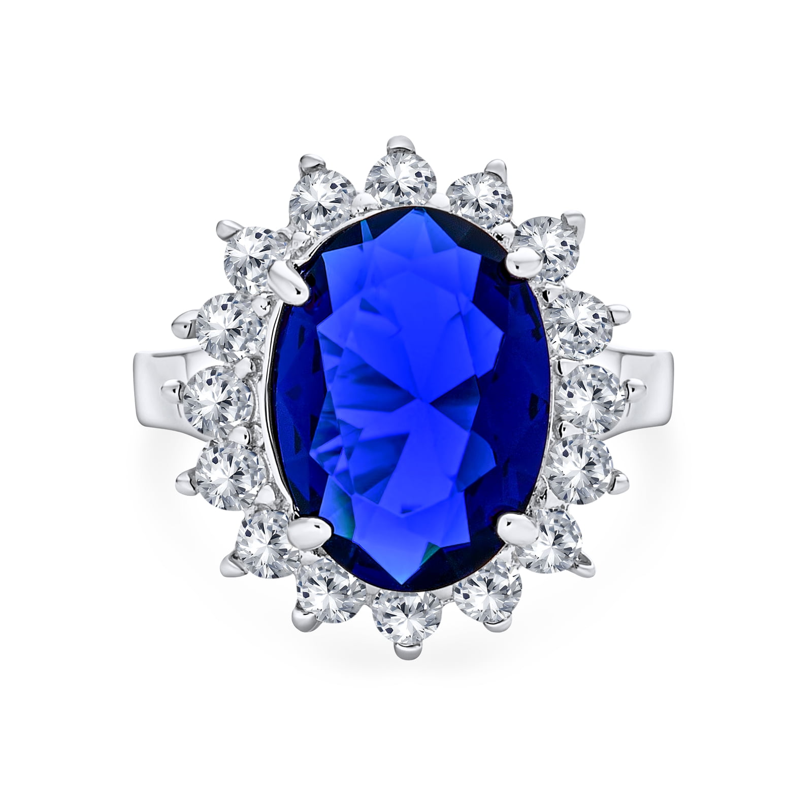 Vintage Art Deco Old Mine Cut CZ With 10.58 Carat Blue Sapphire 925 Silver Ring 