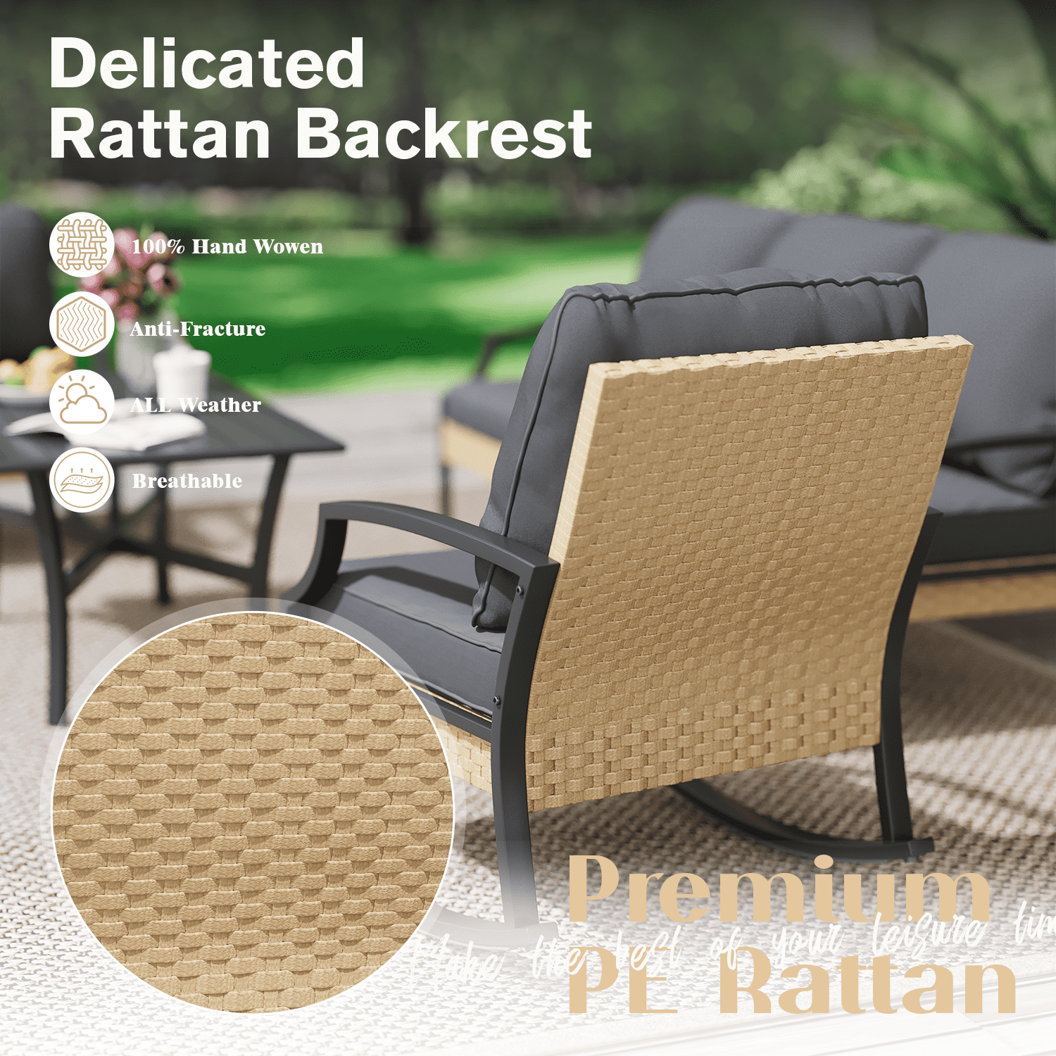 AECOJOY Patio Furniture Sets On Sale,Metal Outdoor Furniture Sets Clearance,Wicker Rattan Patio Conversation Sets For Porch, Garden and Backyard,Dark Grey