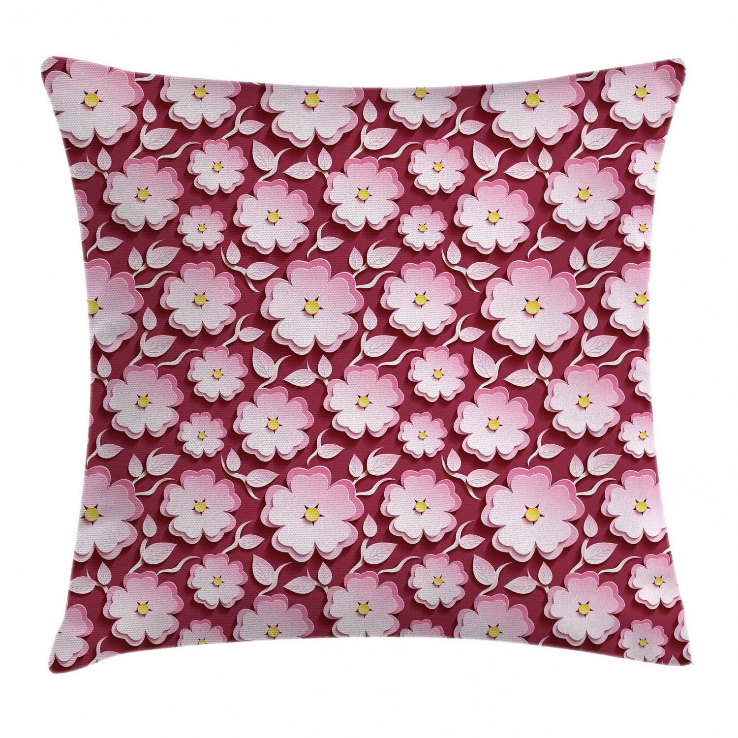 Floral Throw Pillow Cushion Cover, Macro Flower Petal of Japanese