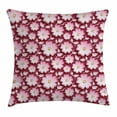 thumbnail image 1 of Floral Throw Pillow Cushion Cover, Macro Flower Petal of Japanese Cherry Blossom Sakura Tree Spring Theme, Decorative Square Accent Pillow Case, 16 X 16 Inches, Light Pink Maroon Yellow, by Ambesonne, 1 of 2
