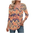 thumbnail image 2 of Women's 3/4 Sleeve Shirts Square Neck Summer Tops Dressy Casual Basic Tees Ladies T Shirts Blouses, Limited Time Under 10 Dollars SA-474, 2 of 5