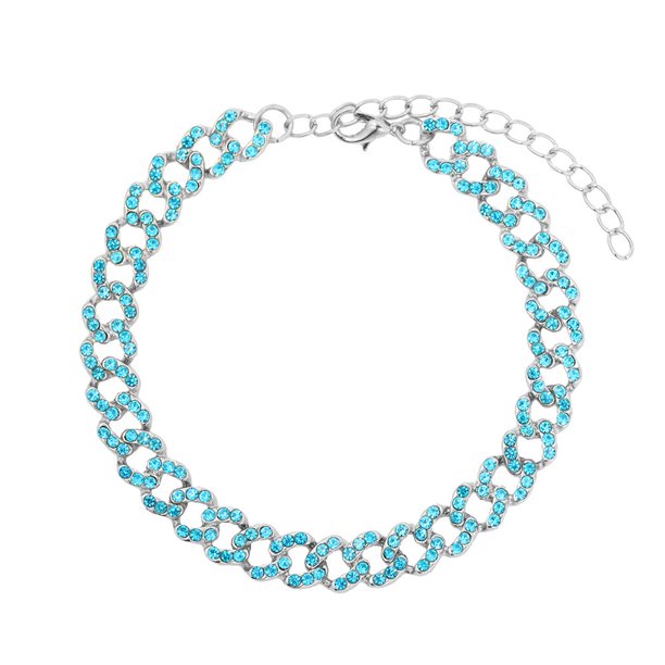 Tobillera de cadena de Metal grueso para hombre y mujer, pulsera de pie cubano de Color dorado y plateado con diamantes de imitación, joyería Punk Hip Hop Rock Tan Jianjun unisex
