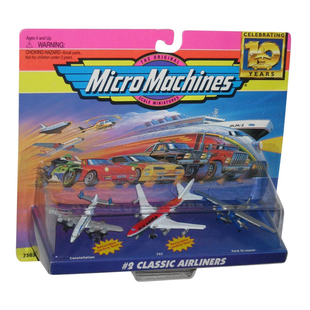 Micro Machines Classic Airlines 2 Galoob Toy Plane Set