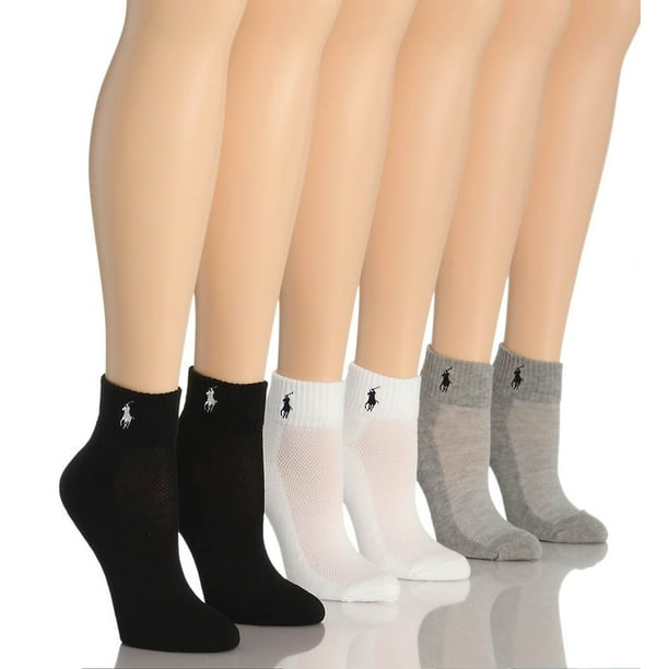 Ralph Lauren Women's 7240000 RL Sport Quarter Sock 6 Pair Pack