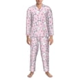 thumbnail image 3 of Naloa Cute Rabbit Flower Men’s Pajamas Set - Long Sleeve Button Down Sleep Shirt and Pajama Bottoms Sleepwear Set-X-Large, 3 of 7