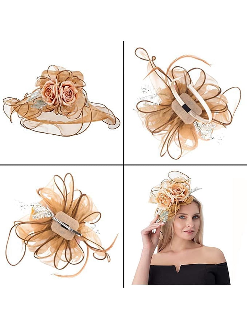 Women Sun Hat with Mesh Flower Decoration Wide Brim Hat  display picture 1