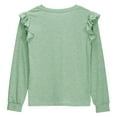 thumbnail image 4 of Tdoqot Girls T Shirts with Ruffle- Casual Fashion Long Sleeve Crewneck Kids Spring Clothes Tops Green Size 10, 4 of 6