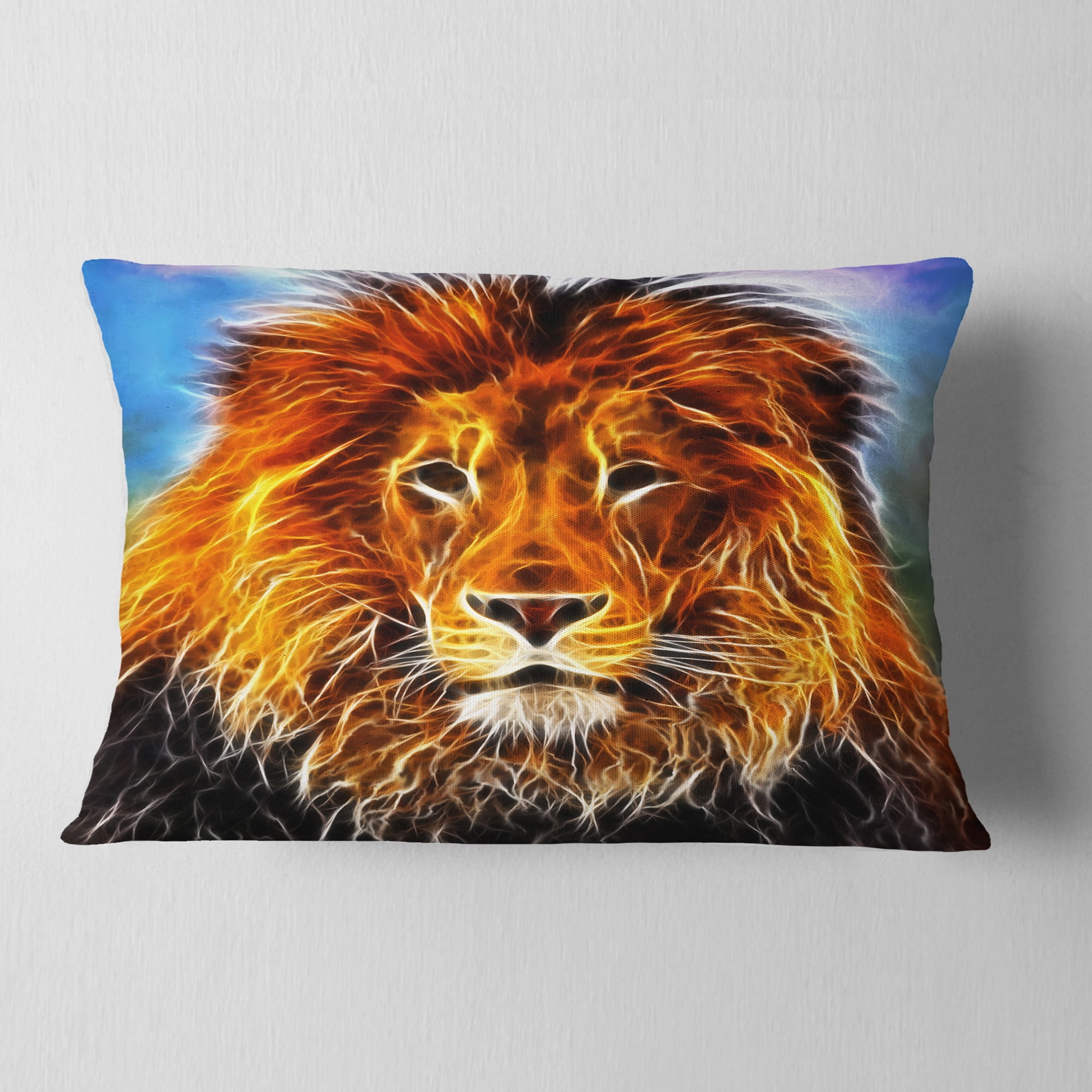 Designart Drawing of the King of Jungle - Animal Throw Pillow - 12x20