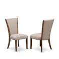 thumbnail image 3 of East West Furniture Lismore 7 Piece Modern Dining Set Consist of a Rectangle Rustic Wood Wooden Table and 6 Light Tan Linen Fabric Upholstered Chairs, 40x72 Inch, Antique Walnut, 3 of 5