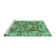 thumbnail image 2 of Ahgly Company Machine Washable Indoor Round Oriental Turquoise Blue Traditional Area Rugs, 7' Round, 2 of 4