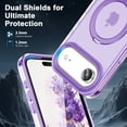 thumbnail image 2 of Dteck Magnetic Case for iPhone 17 Air,Shockproof Ring Holder Stand Case Built-in Screen Protector Compatible with Mag Safe Matte Translucent Back Cover,Purple, 2 of 6