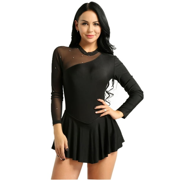 YiZYiF Womens Long Sleeve Ballet Dance Leotard Dress Solid Gymnastic