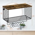 thumbnail image 3 of SoildPal Wall Mounted Towel Shelf with Towel Bar and Hooks, 2 Tier Floating Bathroom Storage Shelf with Towel Rack for Bathroom Bedroom Laundry Room, 3 of 7